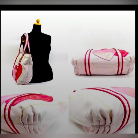 COACH POPPY METALLIC FUCHSIA PINK/PURPLE HEARTS GLAM TOTE LIMITED EDITION - Picture 7 of 15